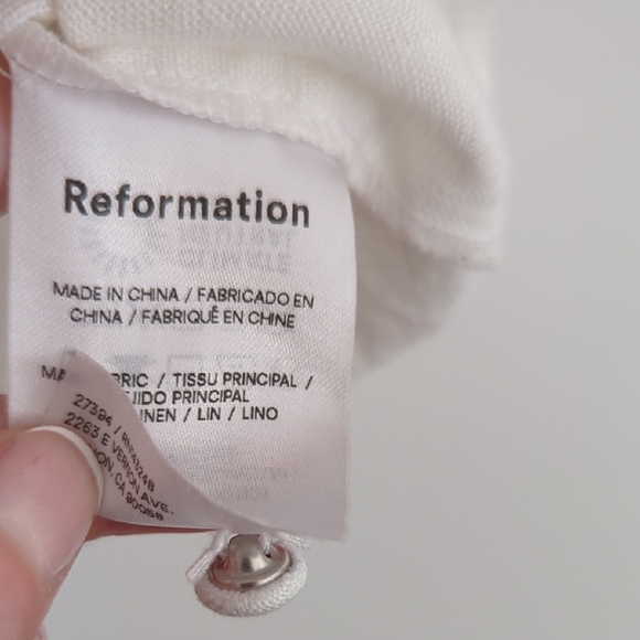 Reformation White Puff Sleeve Linen Blouse - Picture 4 of 4
